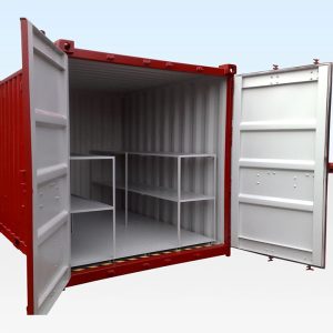 10 Fuß Gefahrstoffcontainer – Flacher Stahlboden, belüftet & abschließbar